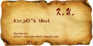 Kirják Ubul névjegykártya